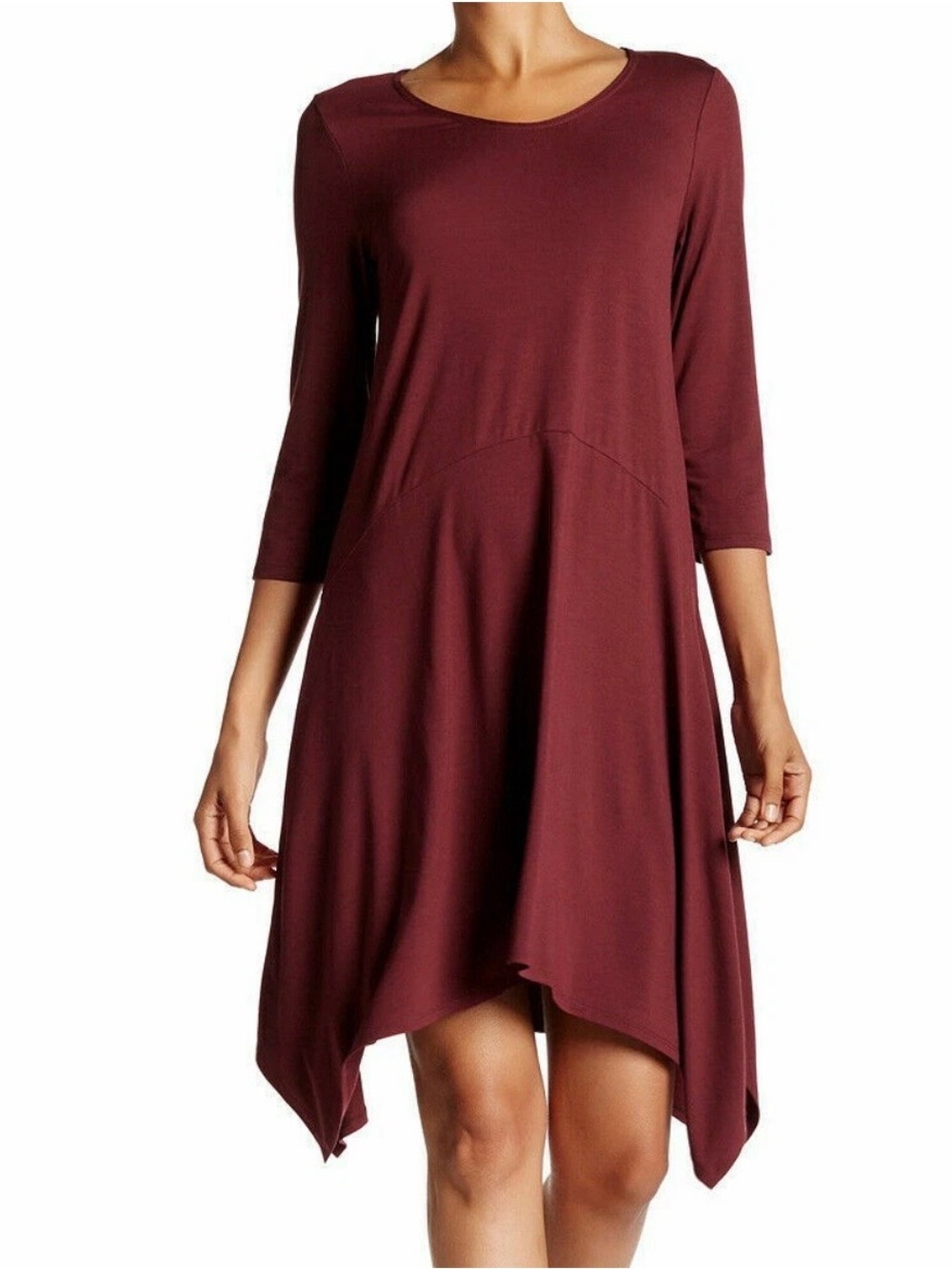 Eileen Fisher Lightweight Viscose Jersey Dress in Passion Flower Red Size M